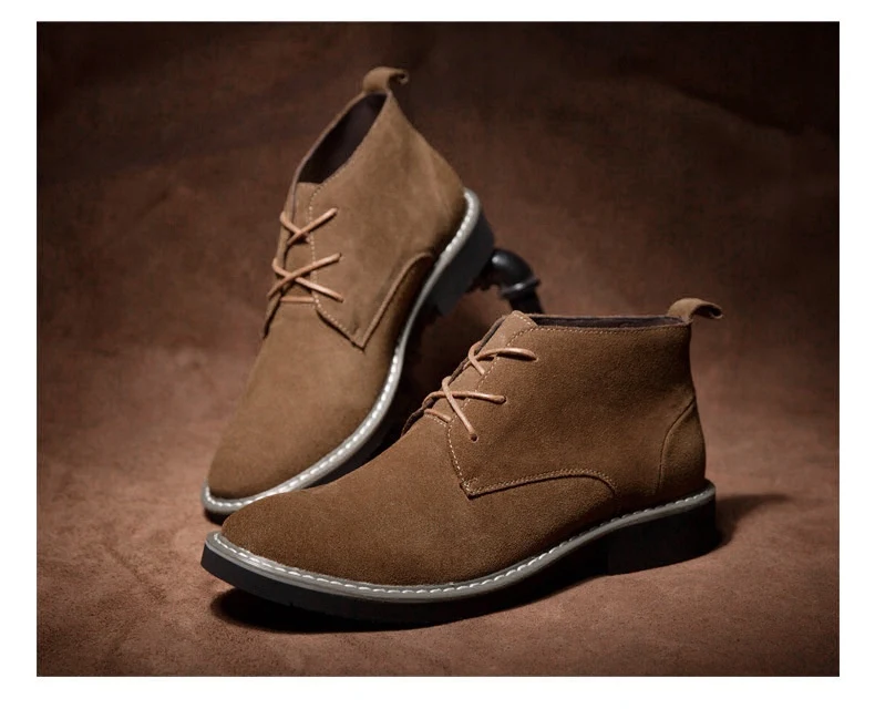 Title 11, Mens Inner Elevator Mid-top Boots Cowhide Sued...