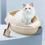 Diamond-shaped semi-enclosed plastic cat litter box, anti-sputtering design for a cleaner environment, easy to use and m — photo 6