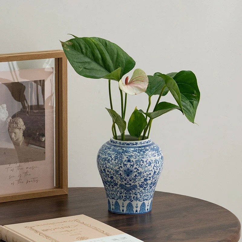 Blue and White Porcelain Vase Vintage Ornament for Home Living Room Decorations. Enhance your space with this beautiful — photo 4