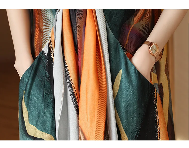 Vrouwen V-hals losse jurk met voering, temperament voor een comfortabele en stijlvolle look, ideaal voor dagelijks gebruik en casual gelegenheden. — foto 5