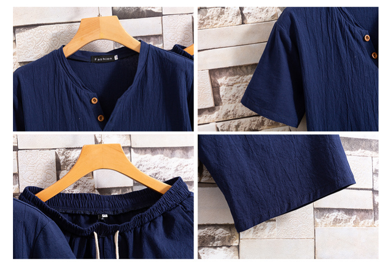Title 4, Cotton Linen Linen Solid Color Mens T-Shirt Tw...