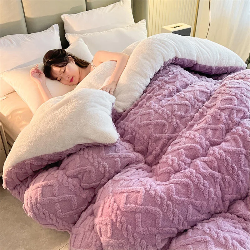 Title 6, Dikke Hibiscus Lamswollen Quilt met Warme Toren...