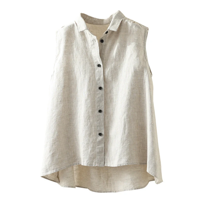 Title 9, Linen Breathable Sleeveless Top Large Slit Vest