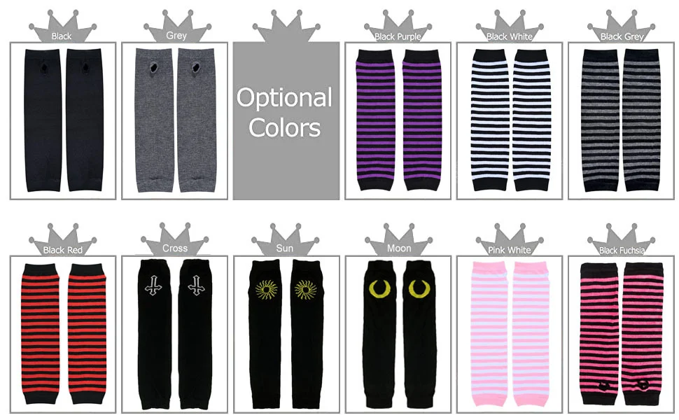 Title 3, Fingerless Oversleeve Dark Lolita Striped Cross...