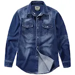 Heren lange mouw slim fit denim shirt. Stijlvol spijkeroverhemd voor een moderne look, slank gesneden en comfortabel voor dagelijks gebruik. — foto 2