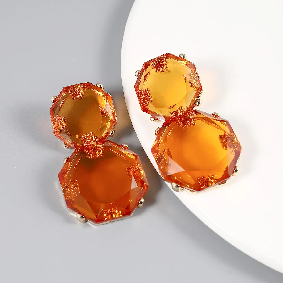 Title 7, Brincos de resina transparente estilo boho de v...