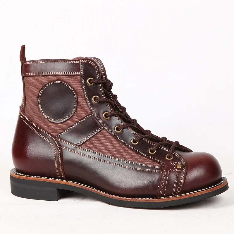 Sapatos masculinos de couro retrô casuais de cano alto para atividades ao ar livre. Conforto e estilo para seus pés, ideais para o dia a dia. — foto 1
