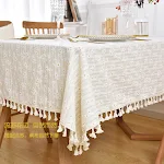 Pastoral Tassel Cotton Floral Tablecloth for tables, kitchens, weddings and restaurants. Beautiful fabric for elegant de — photo 5