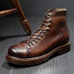 Men's Martin Boots Leather Shoes High-top Retro Plus Velvet Leather Thick-soled Soft Leather. Comfortable and stylish wi — photo 5
