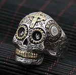 Anel masculino punk caveira cruz. Anel vintage de personalidade para homem, ideal para baladas e um visual dominante. — foto 1