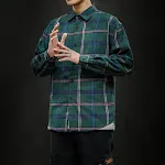 Slim-fit buttoned long-sleeved plaid shirt. A comfortable and stylish choice for everyday wear or a smart-casual look. V — photo 5