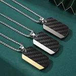 Colar masculino de aço inoxidável com pingente e ornamento de fibra de carbono sólida. Elegância e durabilidade para o homem moderno e sofisticado. — foto 11