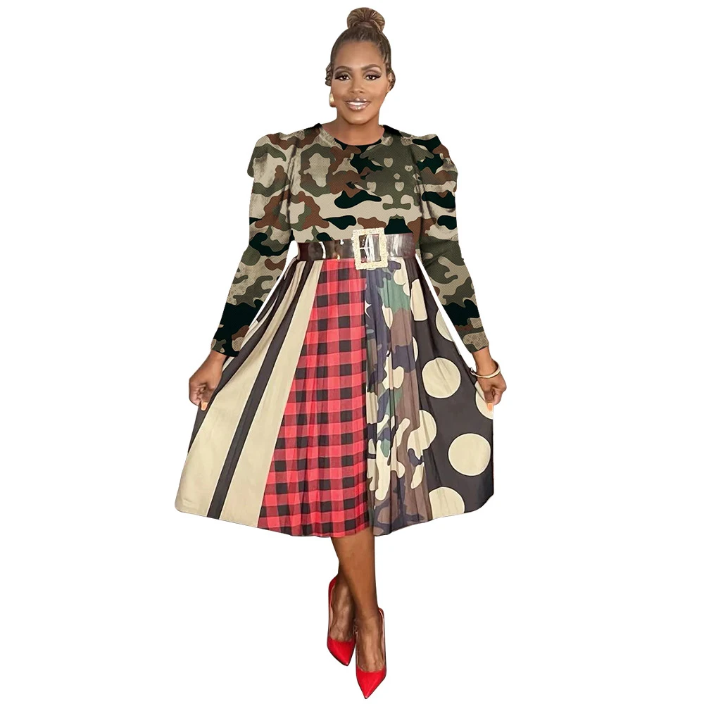 Title 15, Pleated Printing Long Sleeve Big Hem Temperamen...