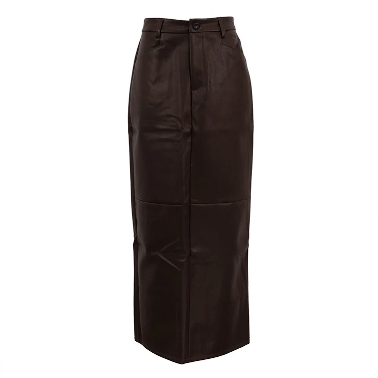 PU Leather Retro Slim-fit Sheath Skirt, stylish and versatile, perfect for office wear or evening events, a comfortable — photo 1