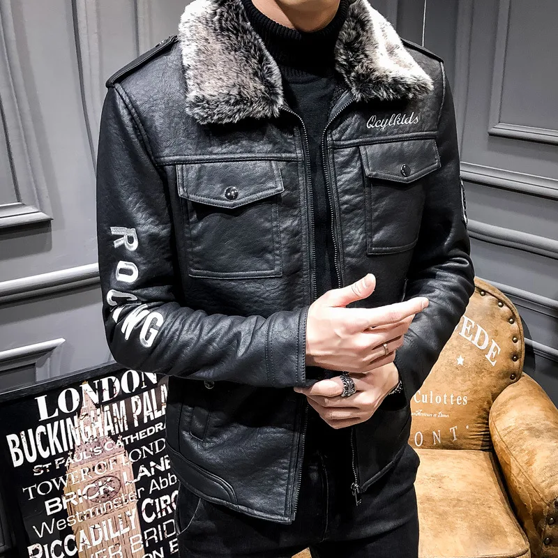 Lamb fur lapel motorcycle leather jacket. Experience ultimate comfort, warmth, and style on your rides. A timeless class — photo 5