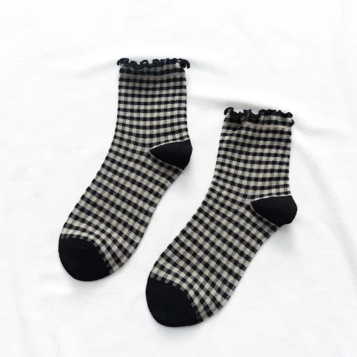 Title 3, Womens Socks With Plaid In Cotton And Wood Ears