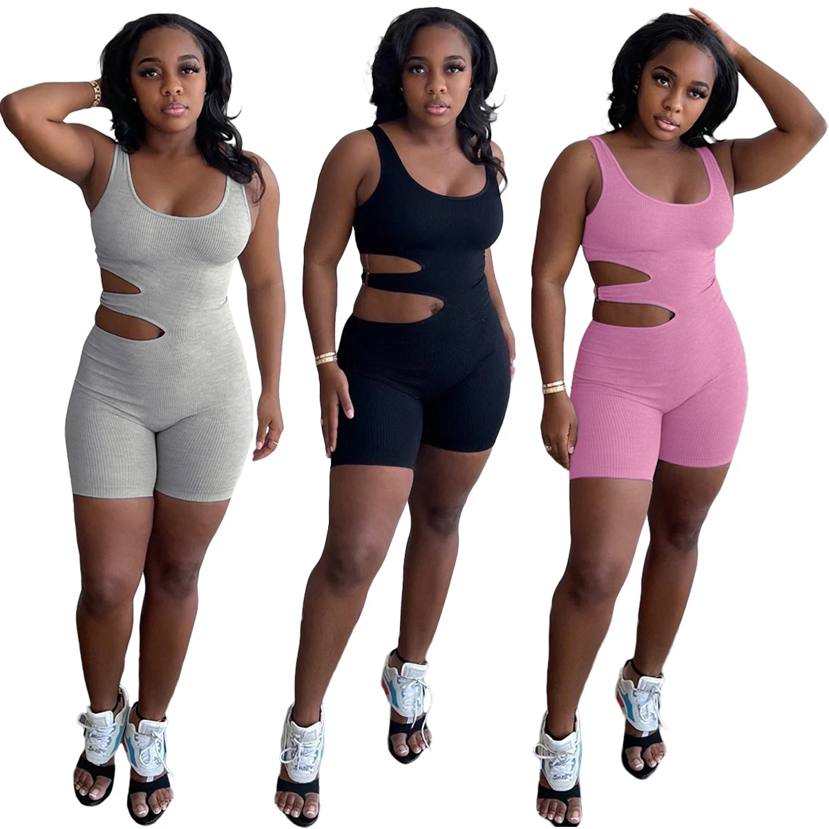 Title 13, Summer Streetwear Bodycon Brown Sleeveless Romper