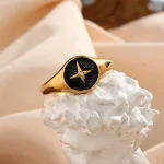 Anel Disco de Bússola em Aço Inoxidável Estilo Retro INS Fashion. Design charmoso e moderno, perfeito para compor looks e expressar sua individualidade. — foto 9