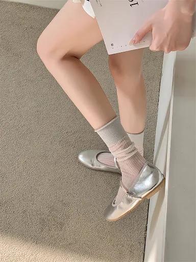 Title 14, Thin Dark Pattern Mid-calf Length Loose Socks K...