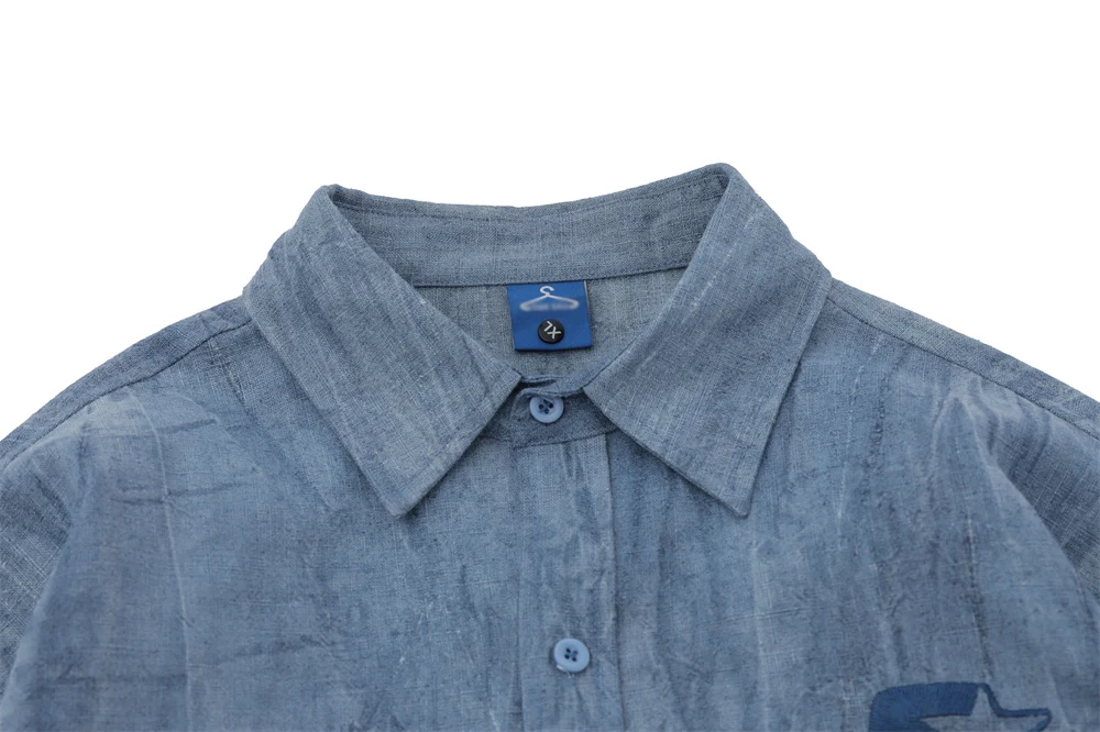 Title 12, Simple Embroidered Linen Cotton Distressed Shir...