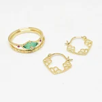 Anillo de plata S925 con calcedonia verde de temperamento sencillo, elegancia y estilo atemporal. Joyería fina para uso diario. — foto 1