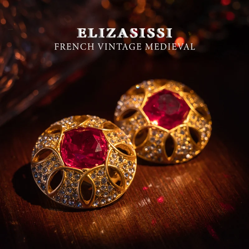 Brincos Retrô Vintage Grandes com Strass Tchecos, Design Artístico com Diamantes, Joia Elegante para um Look Glamouroso — foto 9
