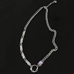 Colar de círculo com diamante roxo simples, estilo europeu e americano. Adicione um toque de elegância ao seu visual com este colar deslumbrante. — foto 3