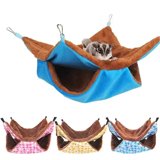 Plush Hamster Hammock Squirrel Ferret Rabbit Pet Bed Double-layer Thicken Warm Sleeping Bag Nest Hanging Cage House — photo 6