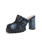 Zapatillas de tacón alto con puntera y lavado denim para mujer, ideales para casa, comodidad y estilo casual. — foto 6