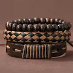 Pulseira masculina vintage com contas e trama artesanal, feita à mão. Um acessório elegante e único para homens que apreciam estilo. — foto 6