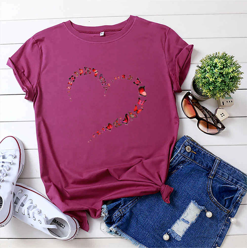 Title 13, European And American Love Butterfly Cotton Sho...