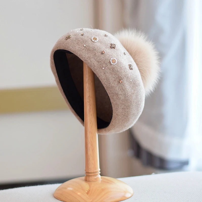 Title 6, Sombrero de lana retro simple de moda para mujer