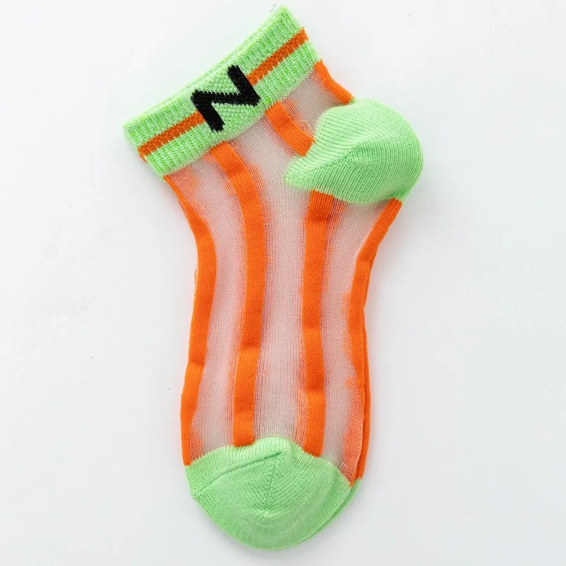 Girls Rainbow Vertical Bar Crystal Stockings, Summer Thin Section Children's Socks, breathable and comfortable, perfect — photo 5