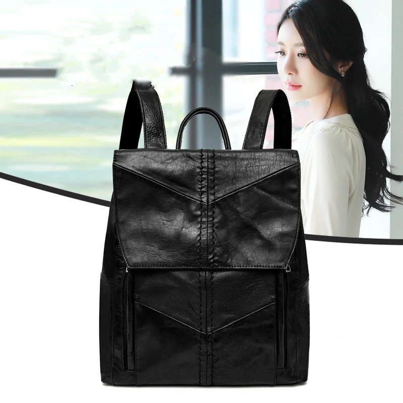 Mochila de cuero para mujer, piel de vaca de primera capa, perfecta para el día a día. Elegante, duradera y espaciosa, ideal para llevar todo. — foto 3