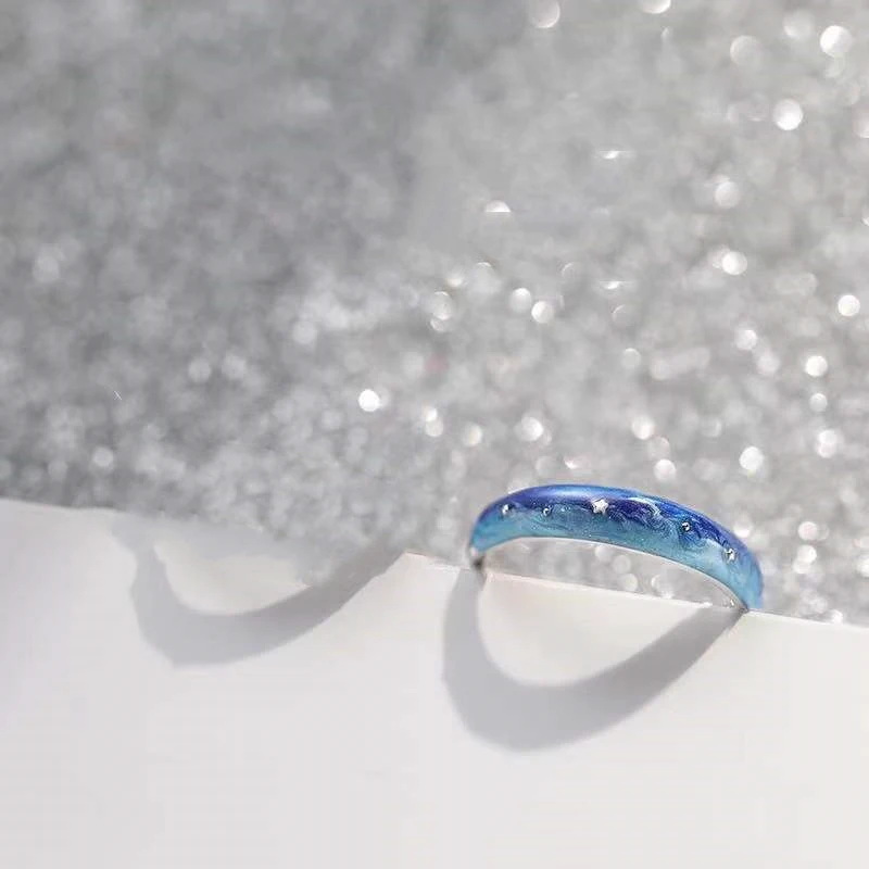 Anéis de Casal Céu Estrelado Azul para Ele e Ela. Demonstre seu amor com este lindo par de anéis que simboliza união e romance. — foto 3