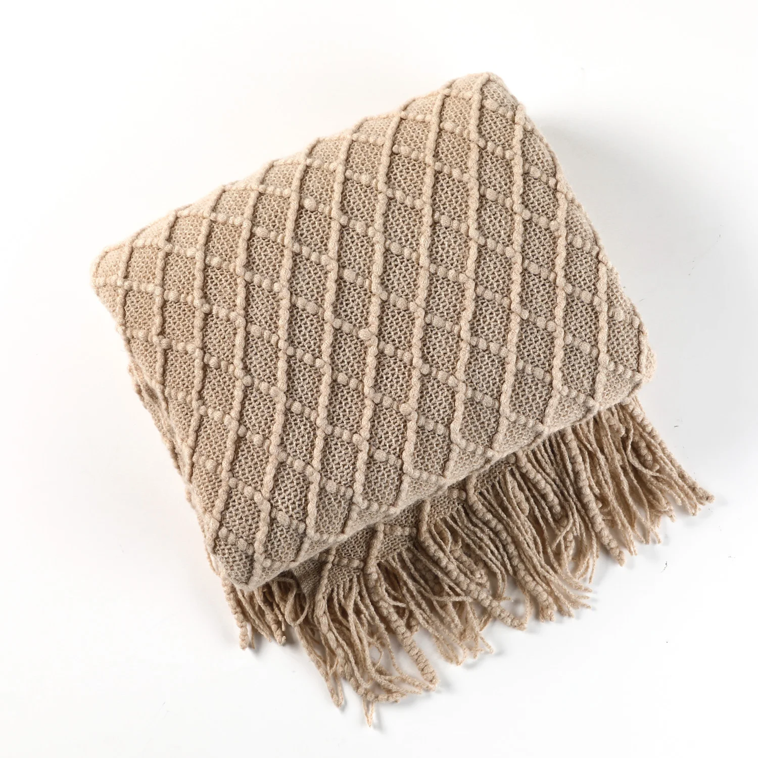 Scandinavische stijl sofa cover, gebreide deken met kwastjes, wollen plaid voor bank, bedrunner, Amazon sofa handdoek, zachte stof, bankhoes, sjaal deken — foto 4