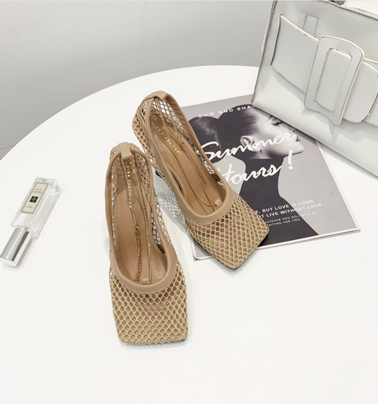 Trendy women's square head high heel mesh shoes for stylish comfort and breathable fashion, perfect for elevating any ou — photo 5