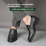Scarpe business in pelle slip-on con soletta rialzante invisibile da 8cm. Aumenta la tua altezza in modo discreto e miglior la tua immagine professionale. — foto 4