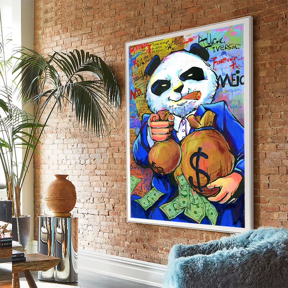 Purple Panda Funny Picture Money Bag Canvas Painting for cash storage, home decor, and a unique touch of humor to your w — photo 7