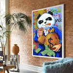 Purple Panda Funny Picture Money Bag Canvas Painting for cash storage, home decor, and a unique touch of humor to your w — photo 7