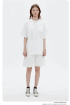 Washed And Worn Dyed Bright White Short Sleeve Shorts Fashion Brand Suits, a comfortable and stylish outfit for men and — photo 39