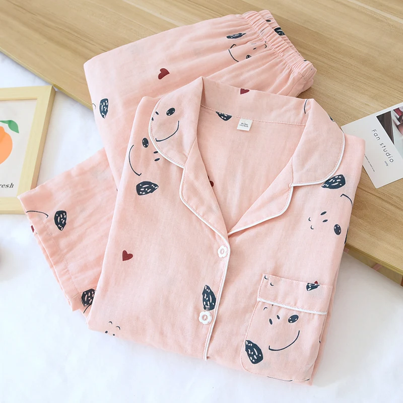 Pijama de gaze com cardigan de manga longa para todas as estações Conforto respirável e estilo elegante para noites frescas e relaxantes. — foto 15