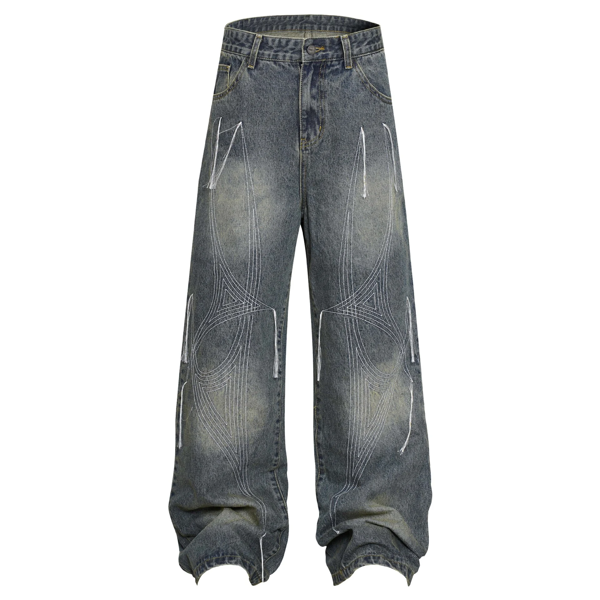 Title 5, Womens Washed Distressed Embroidery Tassel Jea...