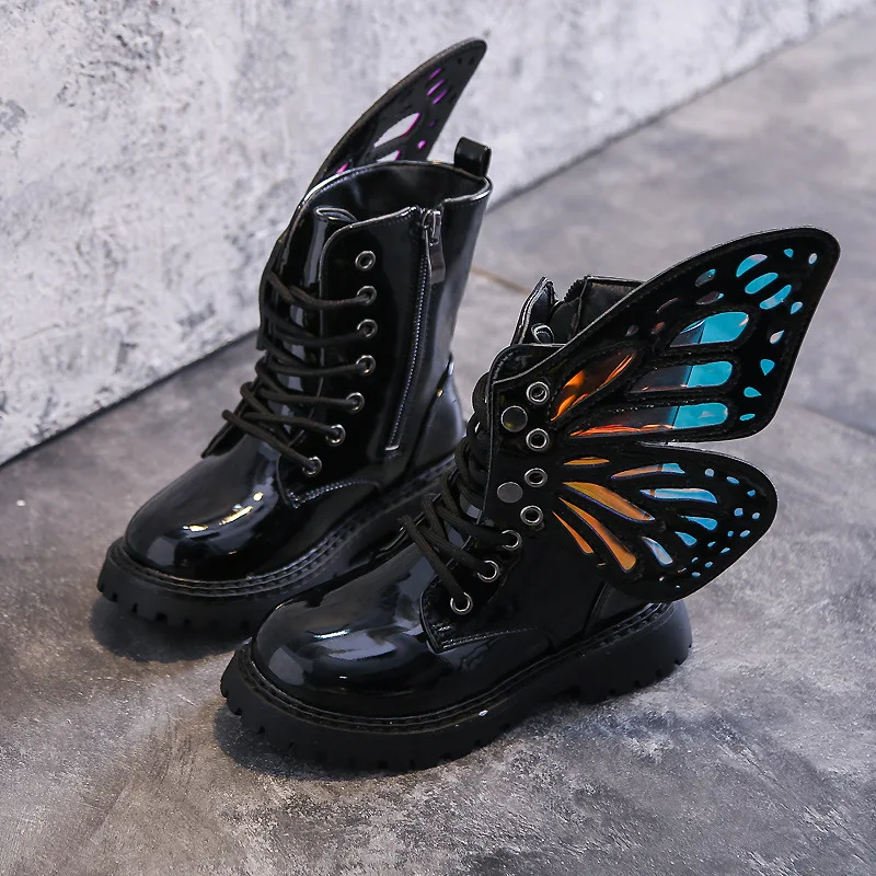 Title 5, Girls colorful short boots with wings, designe...