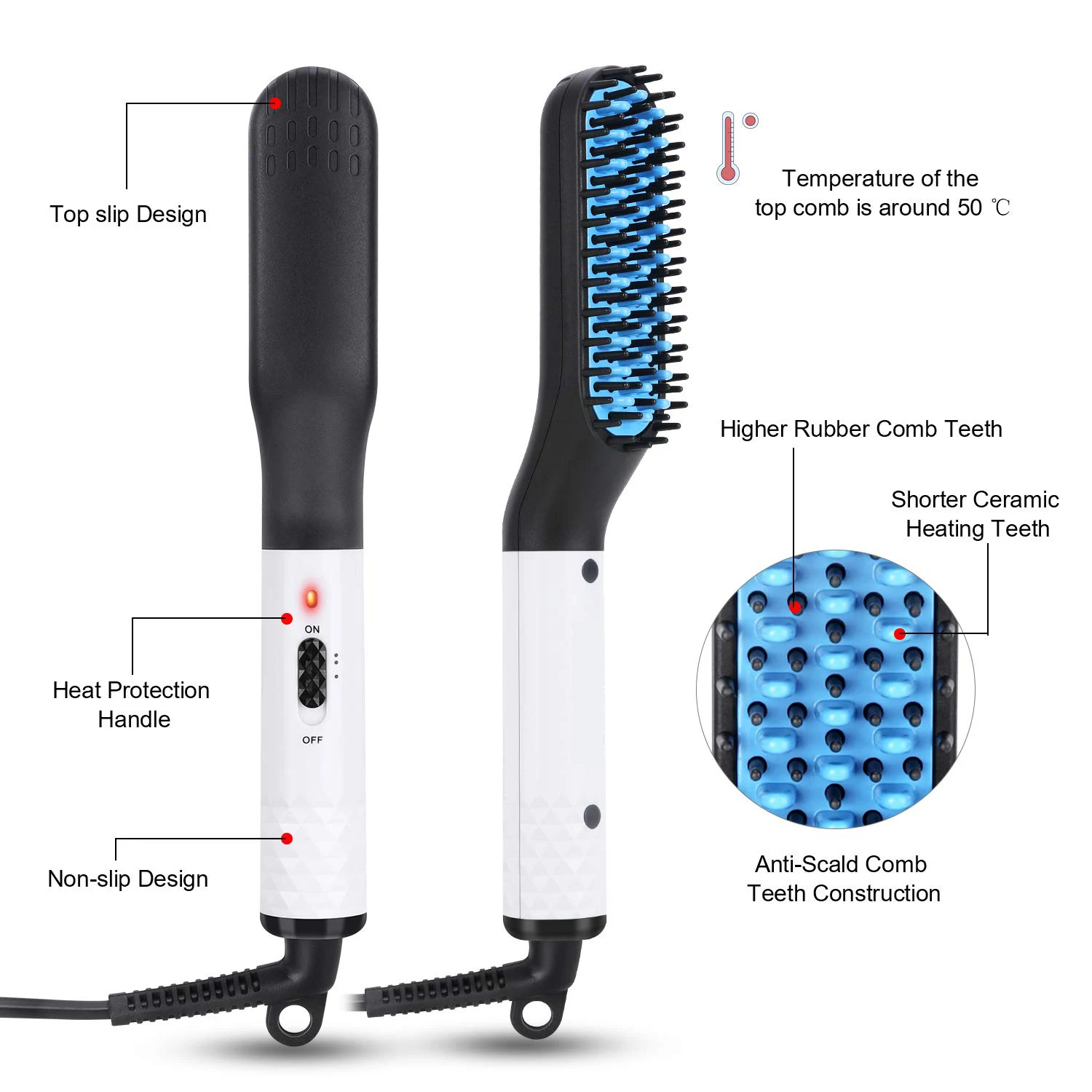 Multifunctional Hair Straightener Hair Comb Brush for Men, Beard Straightener, Straightening and Styling, easy to use fo — photo 7