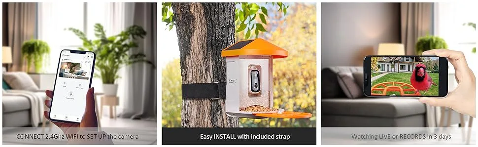 Comedouro Inteligente Câmera Sem Fio Vigilância, Alimentação Remota, Áudio 2 Vias, Visão Noturna, Distribuição Automática Comida Pets — foto 3