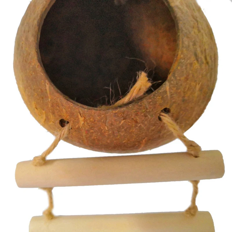 Title 5, Natural coconut shell bird nest, offering a saf...