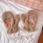 Luvas de pelúcia forradas de lã espessa à prova de vento quente pelúcia dedo inteiro cabresto — foto 9