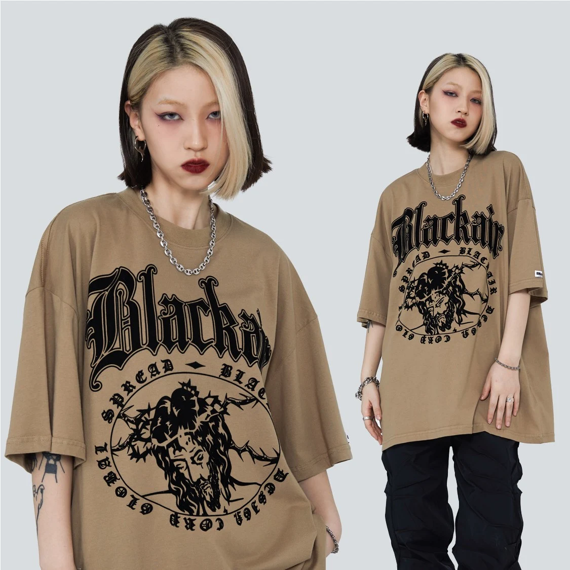 T-shirt Retro Street con stampa a lettere a manica corta, per uomo, stile urbano e moderno, perfetto per un look casual e confortevole. — foto 11
