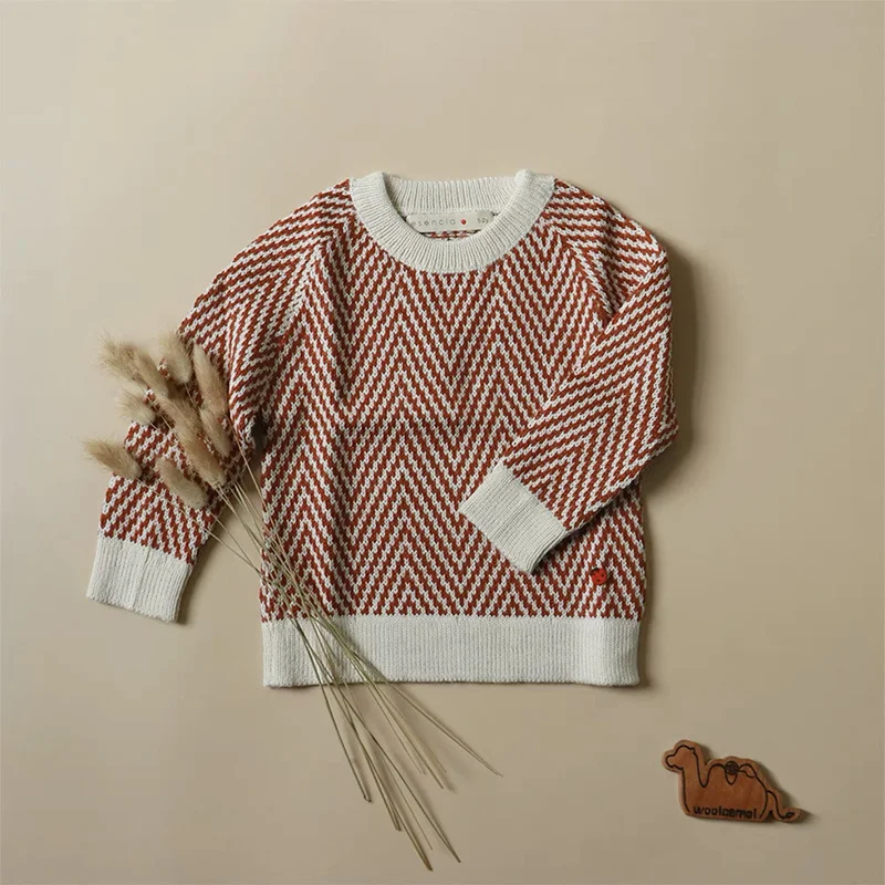 Suéter infantil de Natal com estampa de ondas outono inverno, gola redonda e tecido aconchegante. Perfeito para manter as crianças aquecidas no inverno. — foto 5